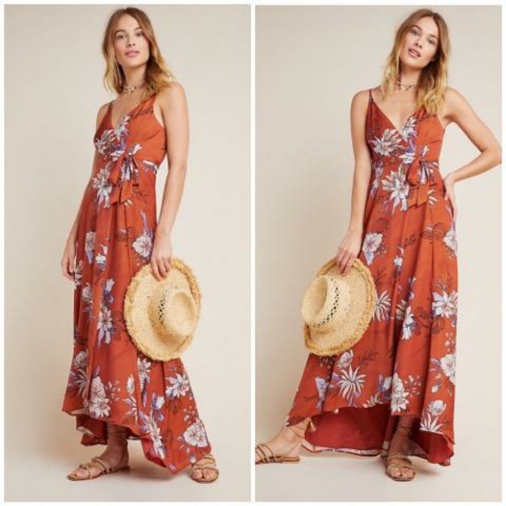 Anthropologie Palmetto Wrap Maxi Dress